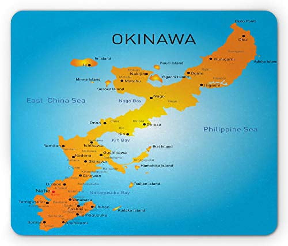 Okinawa Mouse Pad, Japanese Political Map with Names Far Geography