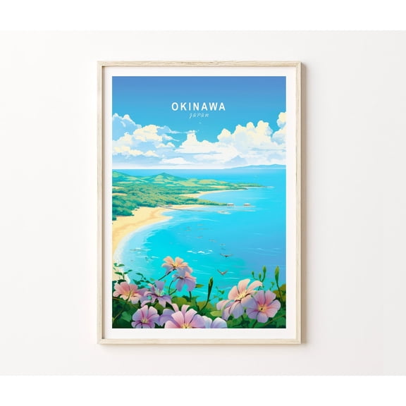 Okinawa Tokyo Japan Minimalist Travel Wall Art, Unframed Paper Poster 8x10in