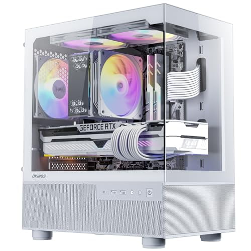 Okinos AQUA Aqua 3 Micro-ATX Case White 3 x 120mm ARGB Fans Tempered Glass
