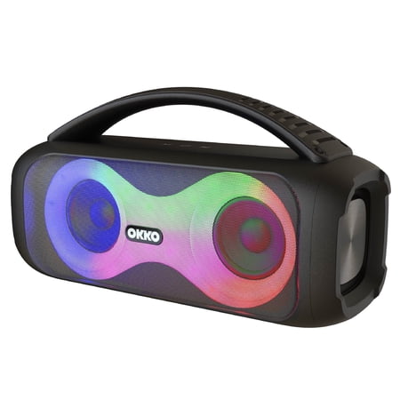 Okko Portable Bluetooth Speaker with LED Lights and Carrying Handle, Black