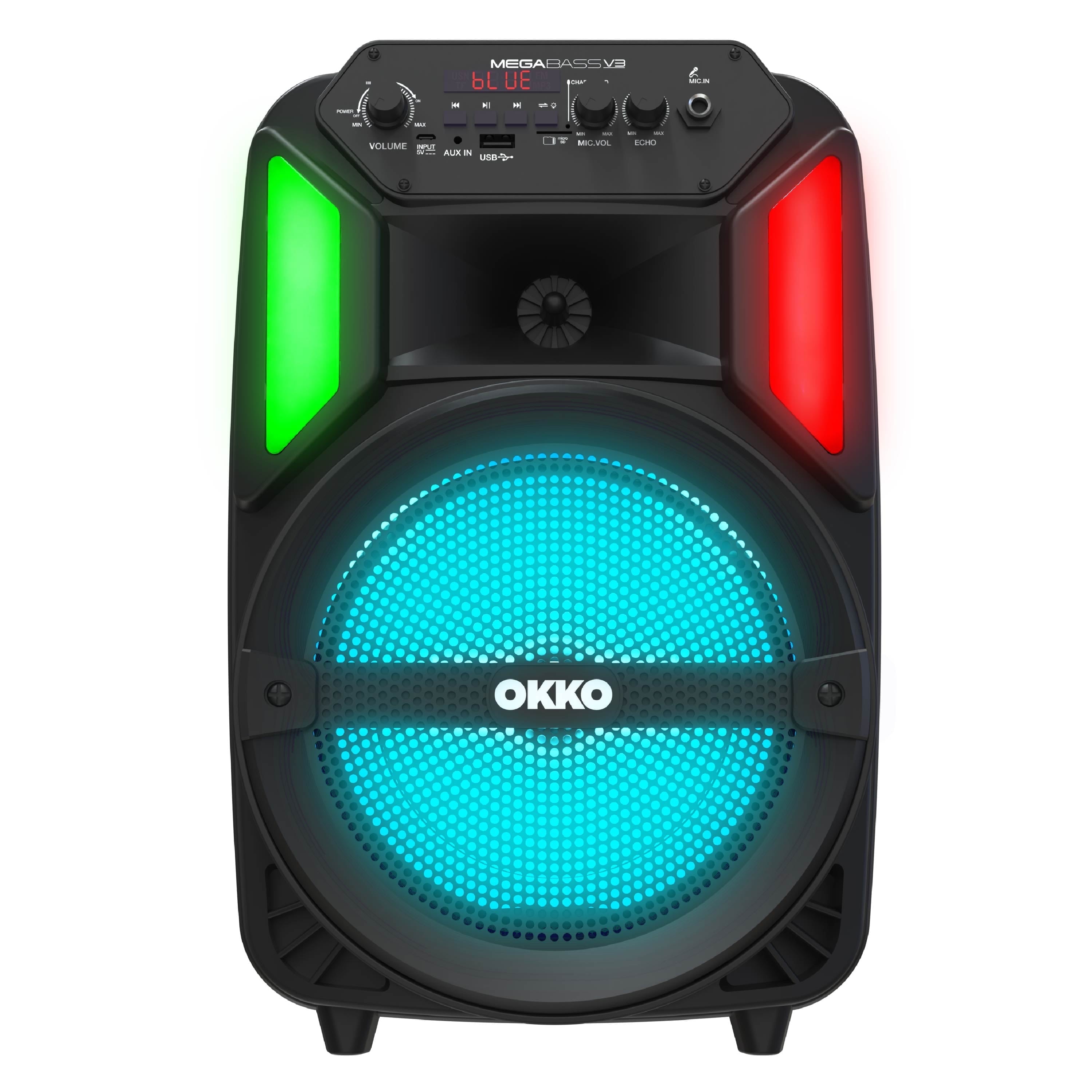 Okko Megabass V3 Jobsite Portable Bluetooth Speaker and Karaoke System with LED Lights  (图1)