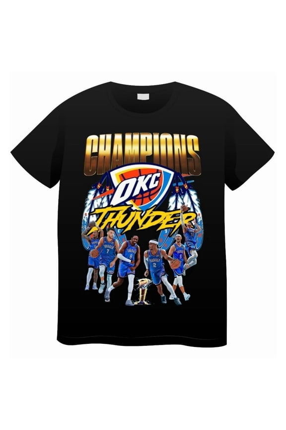 Oklahoma City 2025 Thunder Championship Starting 5 T-Shirt All Size,Black Color,Size XL