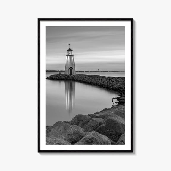 Oklahoma City Black And White Fine Art Photo Print Lake Hefner Lighthouse Oklahoma, Unframed Paper Print