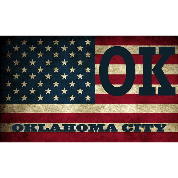 Oklahoma City OK Oklahoma Oklahoma County Vintage US Flag Decal Bumper Sticker 3M Vinyl 3" x 5"