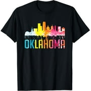 Oklahoma City OK Retro Watercolor Skyline Art Souvenir Gift T-Shirt
