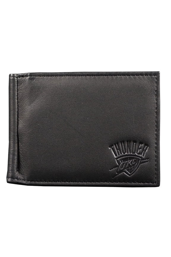 Oklahoma City OKC - RFID Blocking Shield Black Leather Money Clip Wallet