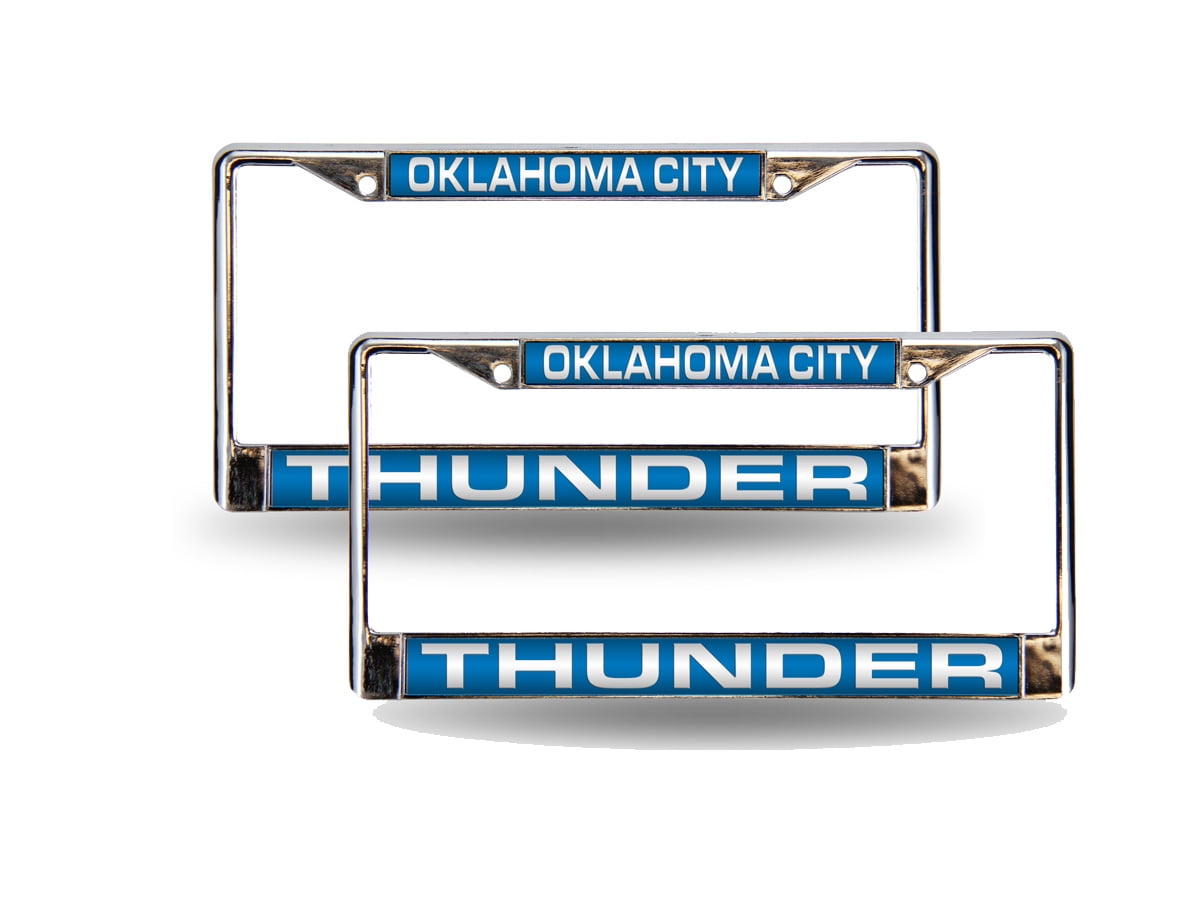 Oklahoma City-OKC-Basketball-Thunder Chrome Metal (Set of 2) Laser Cut License Plate Frames