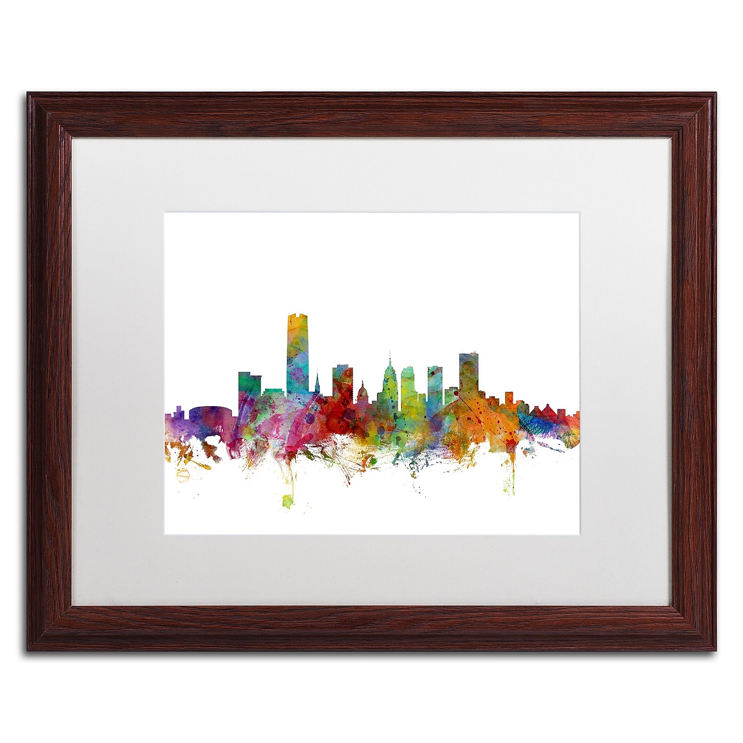 Oklahoma City Skyline' Canvas Art by Michael Tompsett, White Matte, Wood Frame