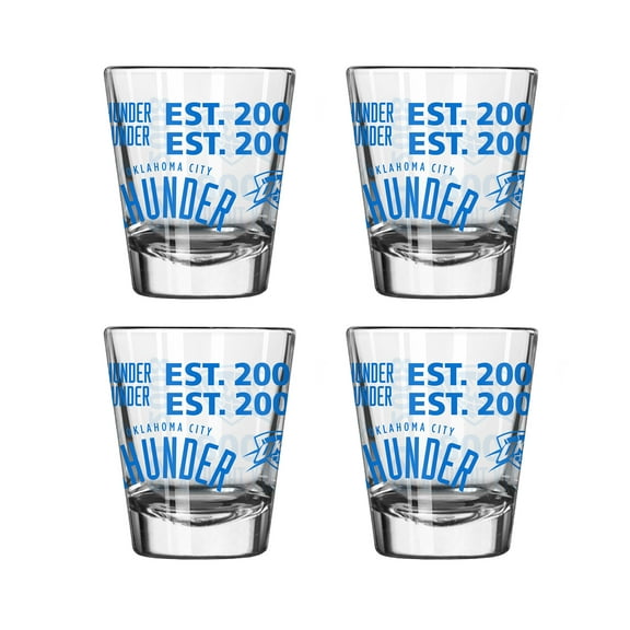 Logo Brands Oklahoma City Thunder 4-Pack 2oz. Shot Glass Set