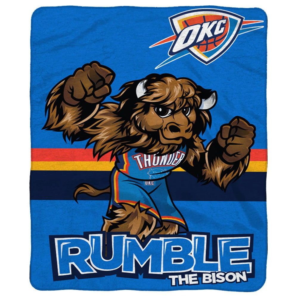 Oklahoma City Thunder Rumble Bison Blue Fleece Throw Blanket
