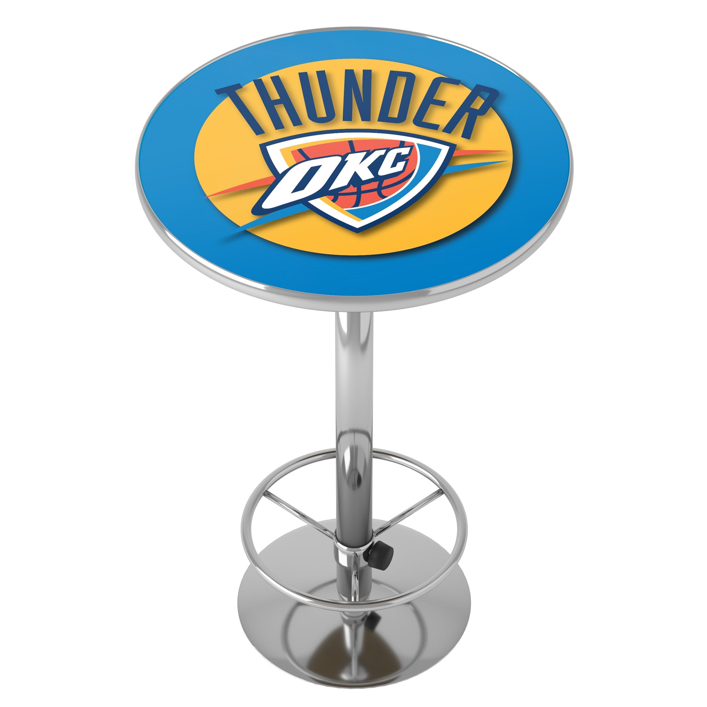 Oklahoma City Thunder Logo Bar Table with Adjustable Footrest and Acrylic Top