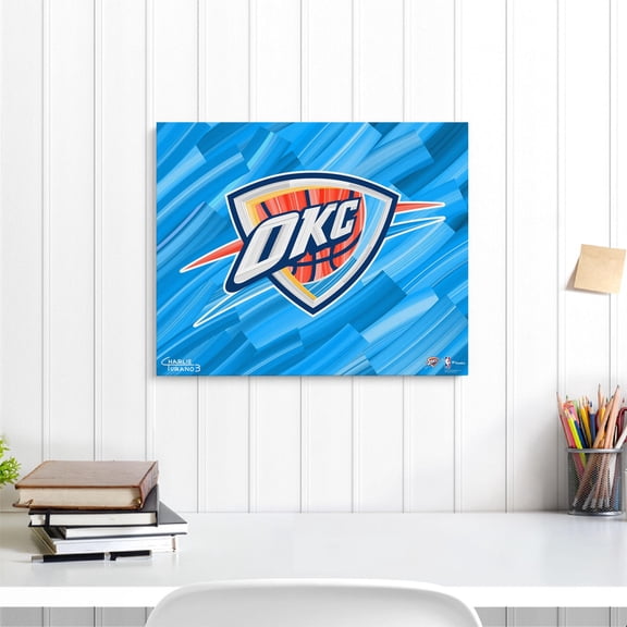 Oklahoma City Thunder Stretched 16" x 20" Embellished Canvas Giclee Print - Art by Charlie Turano III