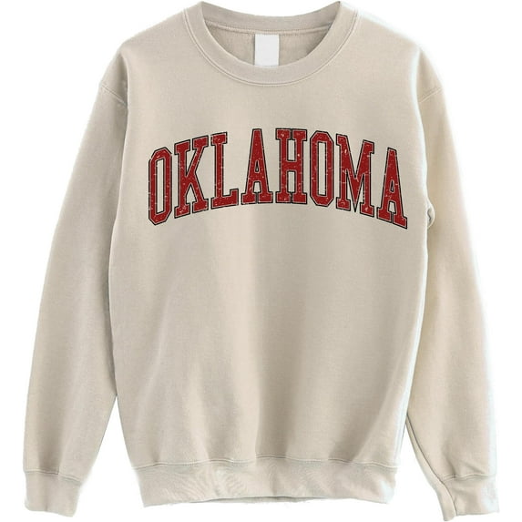 Oklahoma Crewneck Sweatshirt, Vintage Sports College Style Pullover for Women and Men