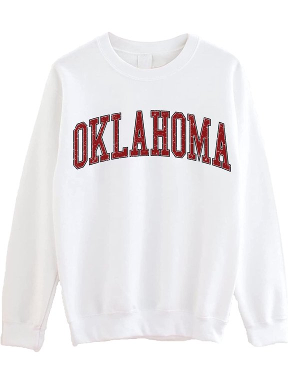 Oklahoma Crewneck Sweatshirt, Vintage Sports College Style Pullover for Women and Men