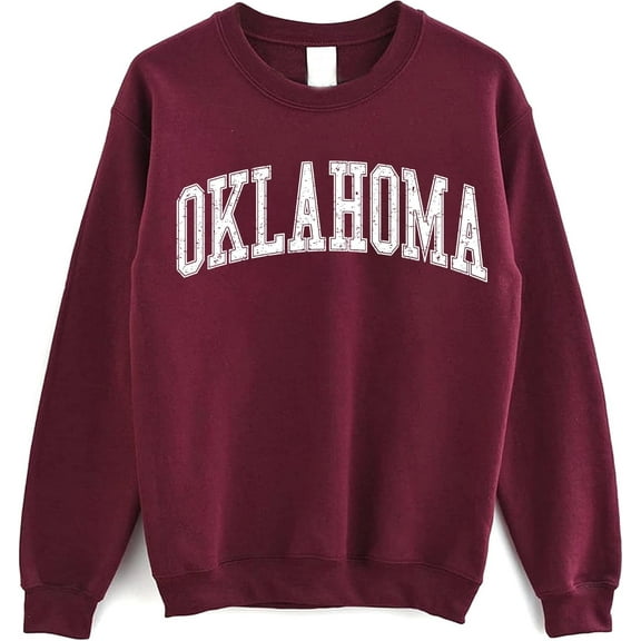 Oklahoma Crewneck Sweatshirt, Vintage Sports College Style Pullover for Women and Men