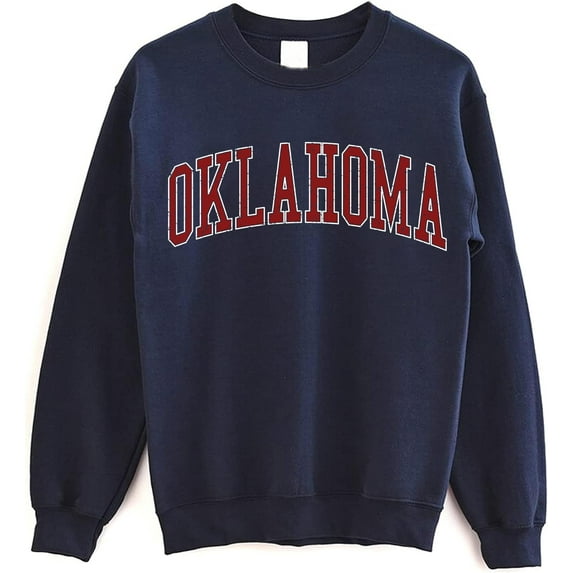 Oklahoma Crewneck Sweatshirt, Vintage Sports College Style Pullover for Women and Men