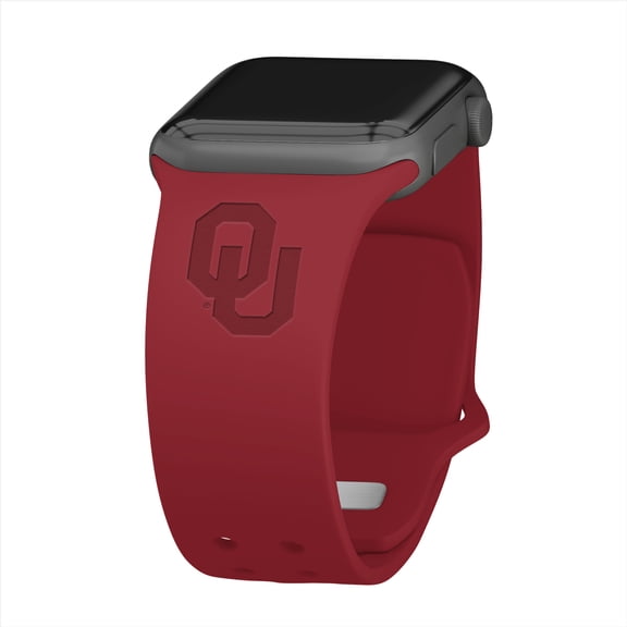 Oklahoma Engraved Silicone Unisex Watch Band for Apple Watch - 38/40/41mm(42mm Series 10/11) Crimson by Affinity Bands