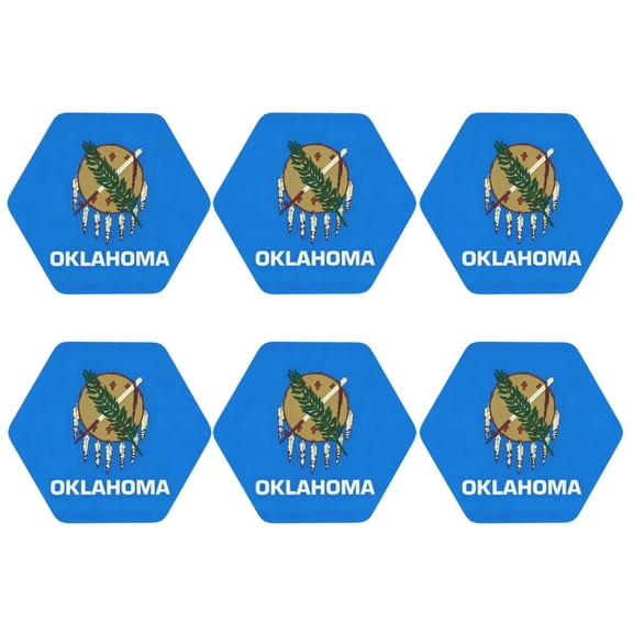 Oklahoma Flag Leather Drink Coasters for Drinks (6 Pack) for Tabletop Protection Hexagon