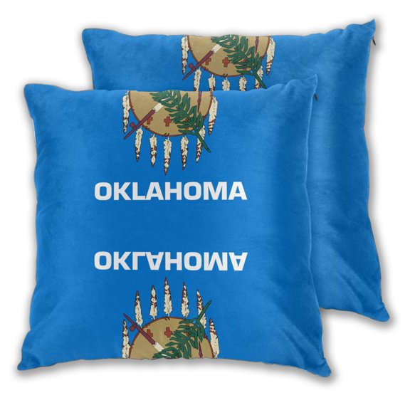 Oklahoma Flag Throw Pillow Covers Pack of 2 Soft Decorative Square Cushion Covers for Couch Sofa Bed Livingroom Car 16"x16"