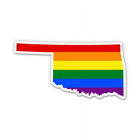 Oklahoma Gay Flag State Shape Rainbow Pride LGBT - 3" Vinyl Sticker - For Car Laptop I-Pad Phone Helmet Hard Hat - Waterproof Decal