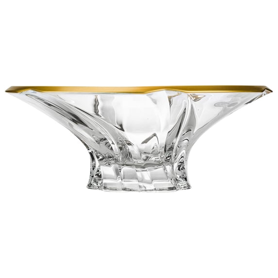 Oklahoma Gold Rim Collection Modern Crystal Hand-Crafted Decorative Bowl - 12 Inch Bowl, Gold Rim