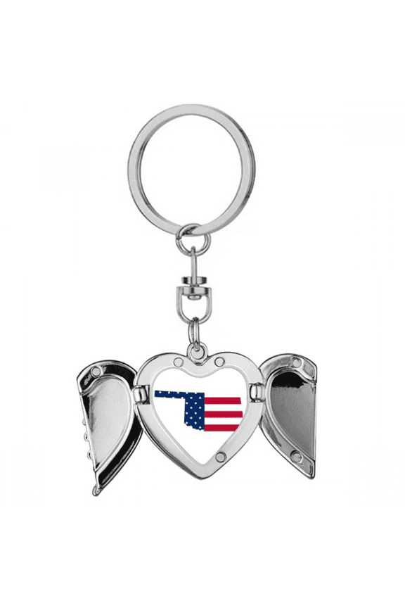 Oklahoma Heart Angel Wing Key Chain Holder