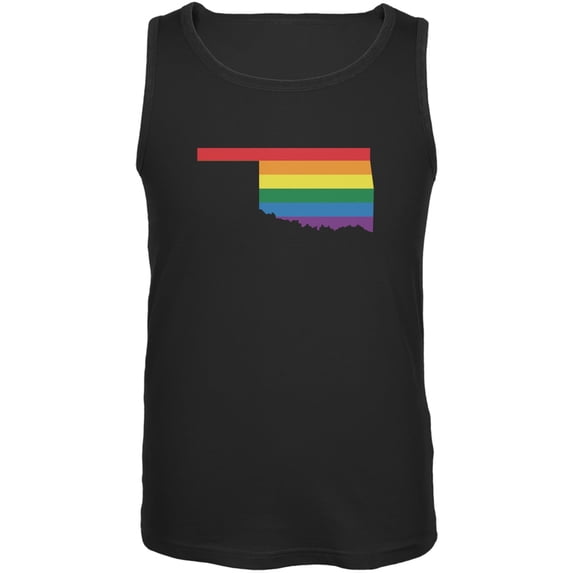 Oklahoma LGBT Gay Pride Rainbow Black Adult Tank Top - Small