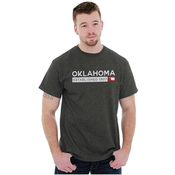 Oklahoma Map State Shape Established Men's Graphic T Shirt Tees Brisco Brands X