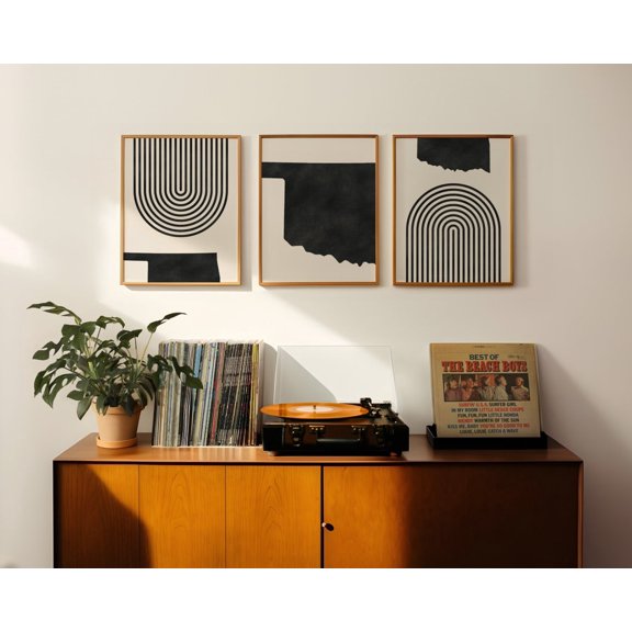 Oklahoma Map Wall Art Print Set, Mid Century Modern State Decor