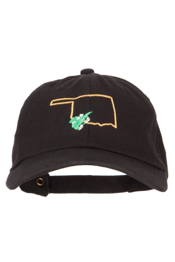 Oklahoma Mistletoe with Map Embroidered Unstructured Washed Cap - Black OSFM