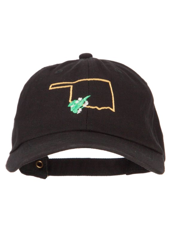 Oklahoma Mistletoe with Map Embroidered Unstructured Washed Cap - Black OSFM