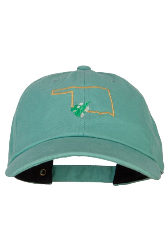Oklahoma Mistletoe with Map Embroidered Unstructured Washed Cap - Mint OSFM
