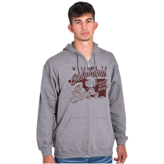 Oklahoma OK Home On Range Smurfs Zip Up Hoodie Men's Women's Brisco Brands X
