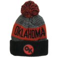 thumbnail image 1 of Oklahoma OK Patch Ribbed Cuff Knit Winter Hat Pom Beanie (Black/Burgundy Patch), 1 of 1