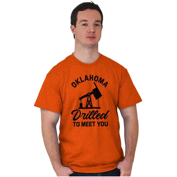 Oklahoma OK Pun Drilled to Meet You Men's Graphic T Shirt Tees Brisco Brands X