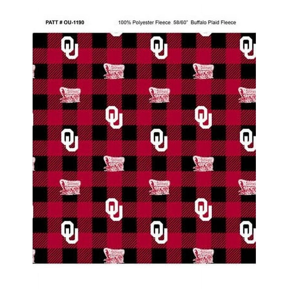 Oklahoma Ou-1190 Buffalo Plaid Crafting Fleece, By The Yard