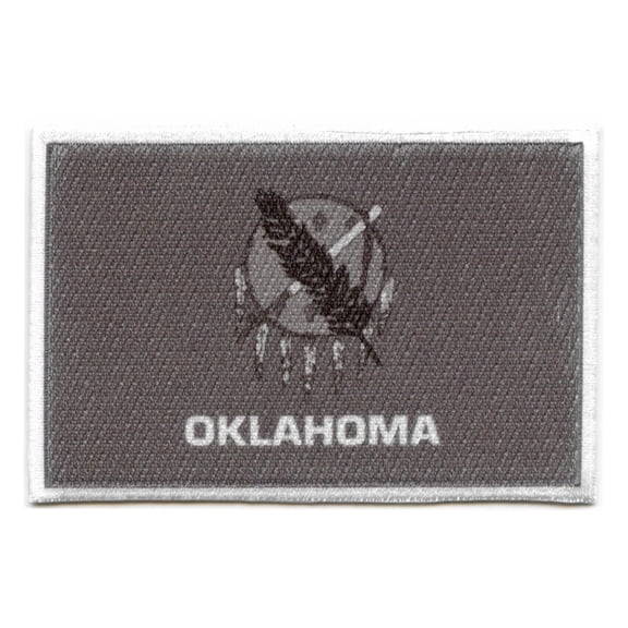 Oklahoma Patch State Flag Grayscale Embroidered Iron On