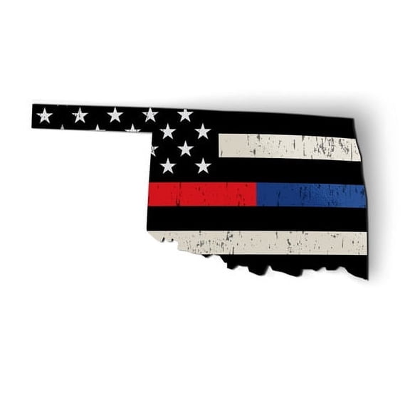 Oklahoma Police Firefighter Red Line Blue Line Flag - 6" Magnet for Car Locker Refrigerator