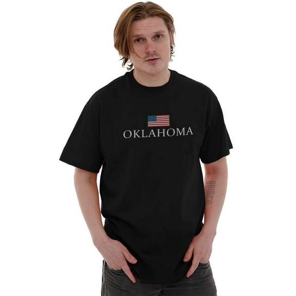 Oklahoma Pride American Flag OK USA Men's Graphic T Shirt Tees Brisco Brands L
