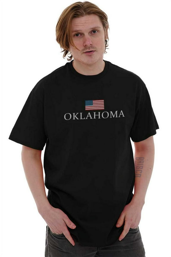 Oklahoma Pride American Flag OK USA Men's Graphic T Shirt Tees Brisco Brands L