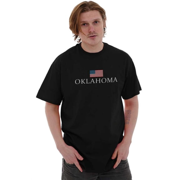 Oklahoma Pride American Flag OK USA Men's Graphic T Shirt Tees Brisco Brands S