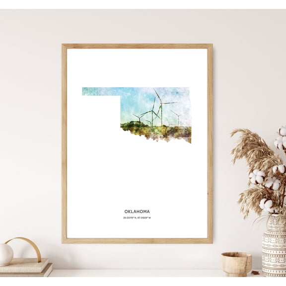 Oklahoma Print Oklahoma Print Oklahoma Oklahoma Oklahoma Map Art Map Of Oklahoma Home Decor Office Wall Art