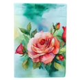 thumbnail image 1 of Oklahoma Roses in Watercolor Garden Flag 11.25 in x 15.5 in, 1 of 5