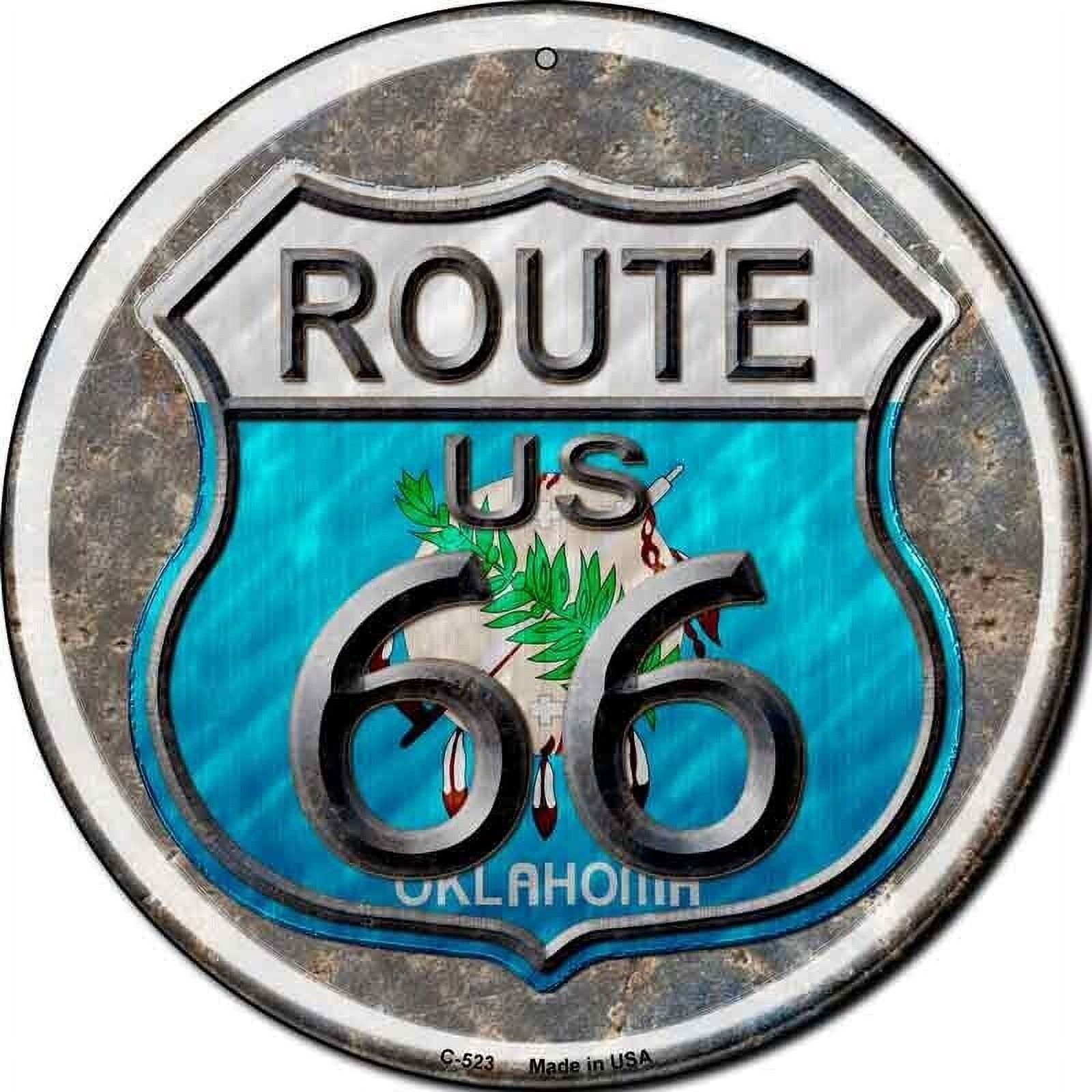Oklahoma Route 66 Round Circular Novelty Metal Sign Home Garage Wall ...
