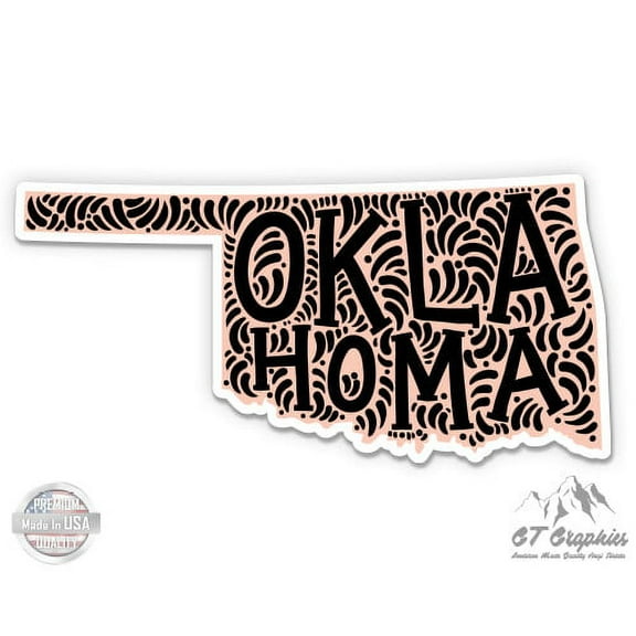 Oklahoma Shape Cute Letters Native Local - 3" Vinyl Sticker - For Car Laptop I-Pad Phone Helmet Hard Hat - Waterproof Decal