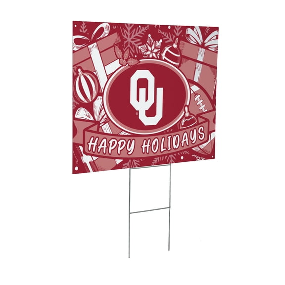 Oklahoma Sooners 24" x 18" Happy Holidays Christmas Outdoor Staked Yard Sign