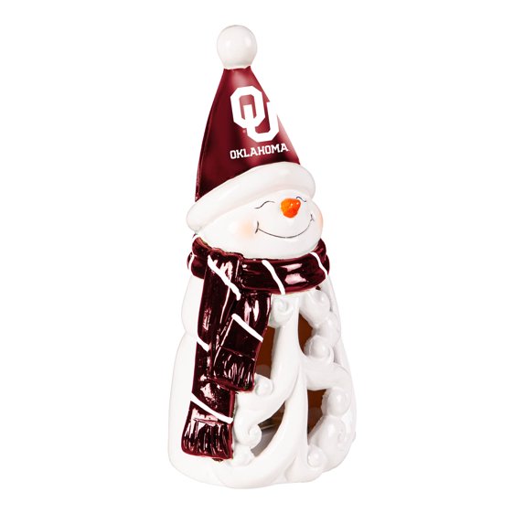 Oklahoma Sooners LED 8" Snowman Lit Garden Statue