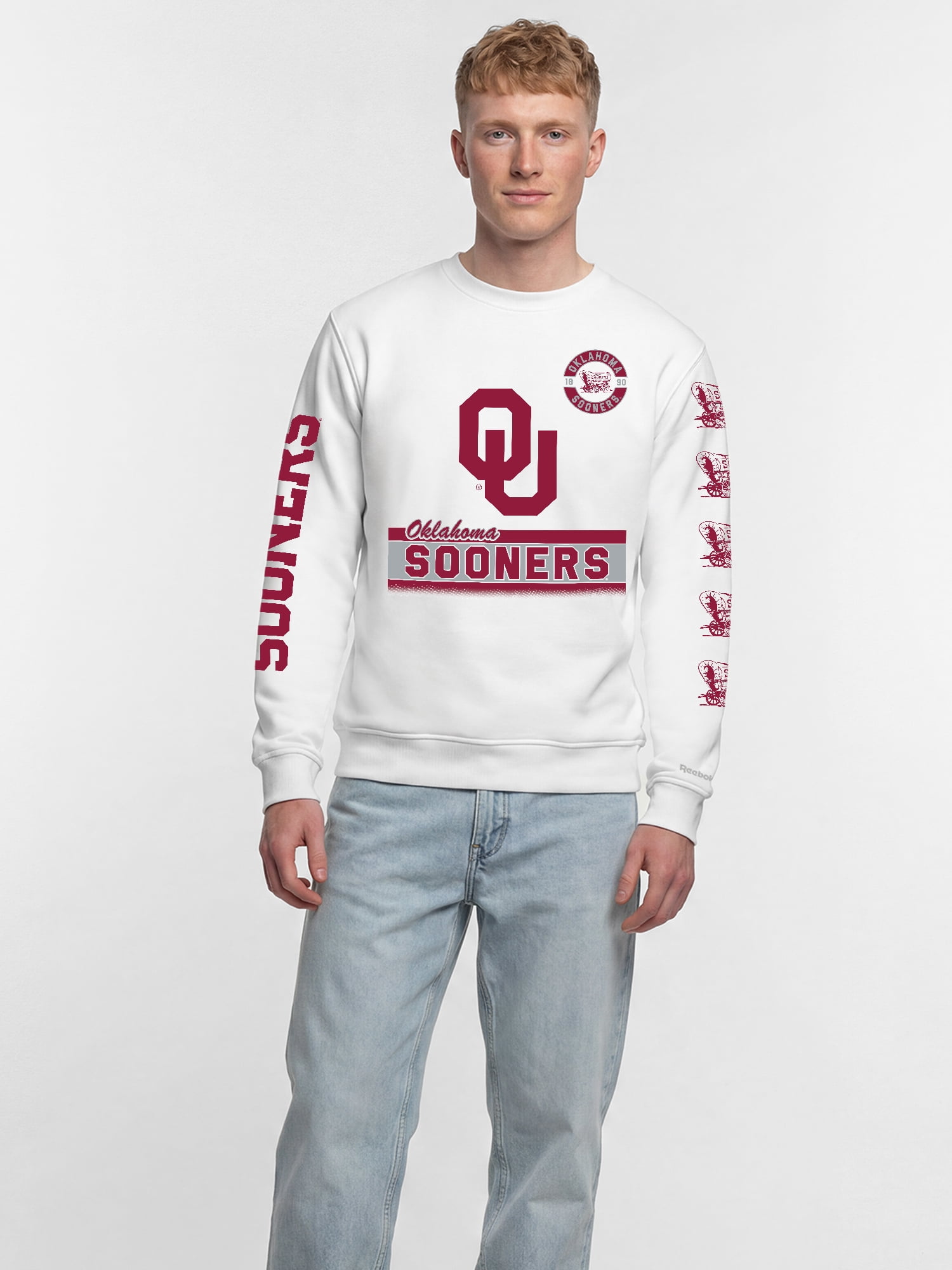 Oklahoma Sooners Reebok Mens White Crew Sweatshirt