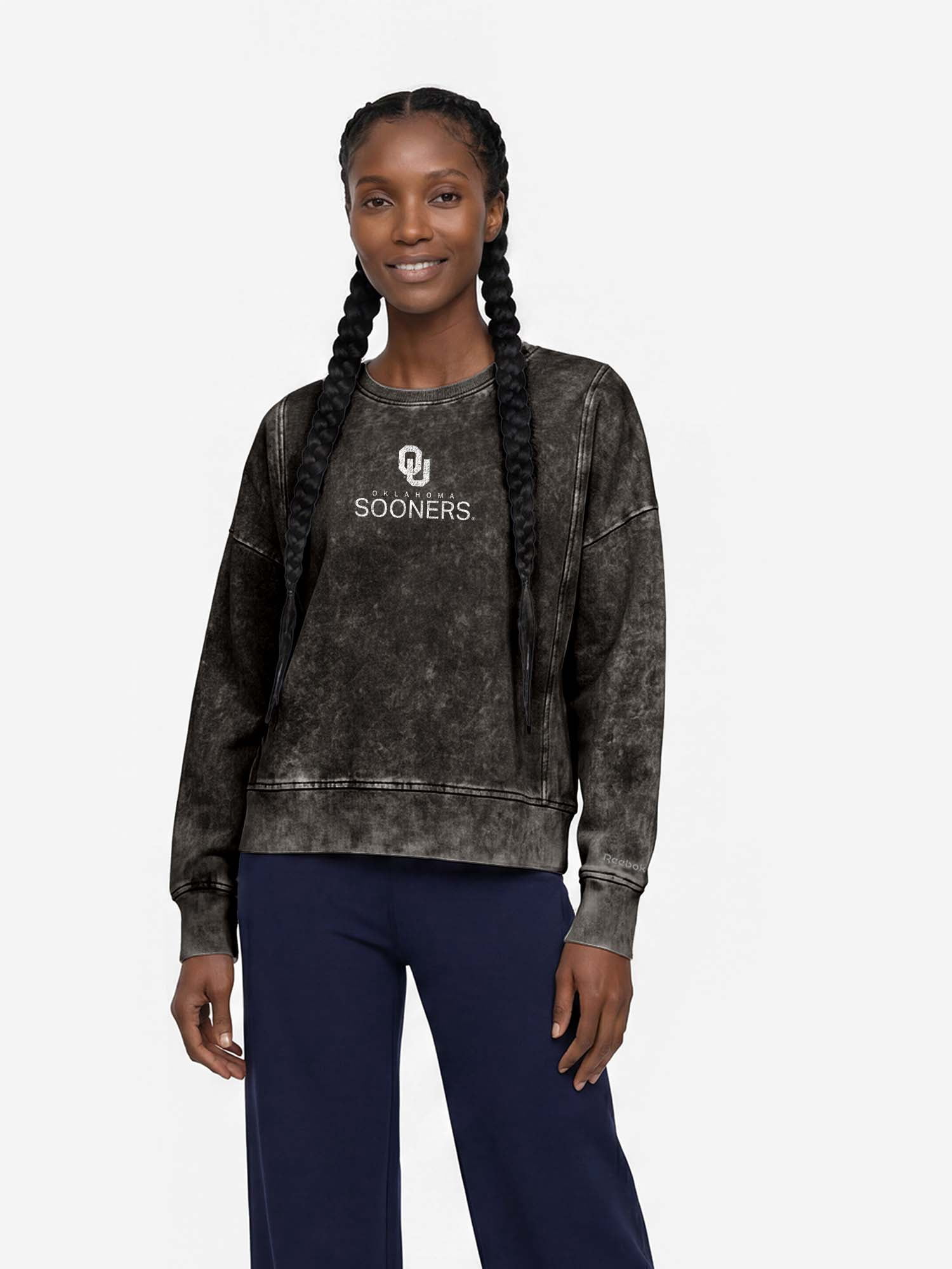 Oklahoma Sooners Reebok Womens Denim Wash Crew Neck Sweatshirt