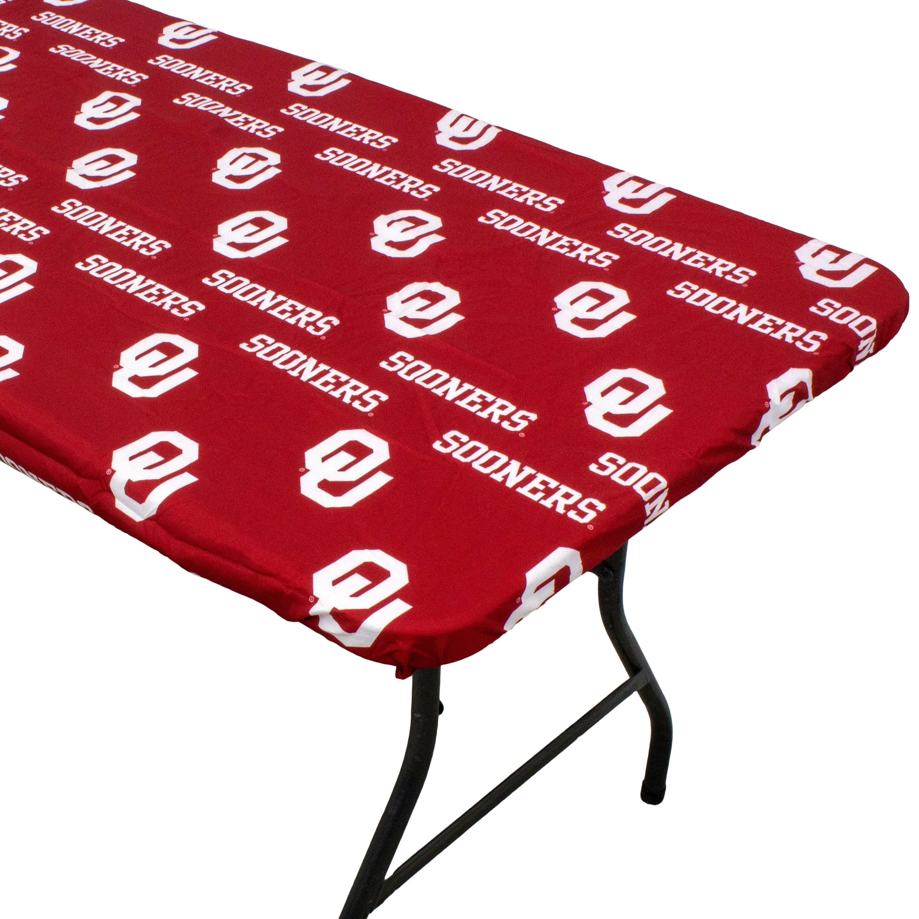 Oklahoma Sooners Tailgate Fitted Tablecloth, 33" x 33", Card Table 72" x 30", 6 ft table